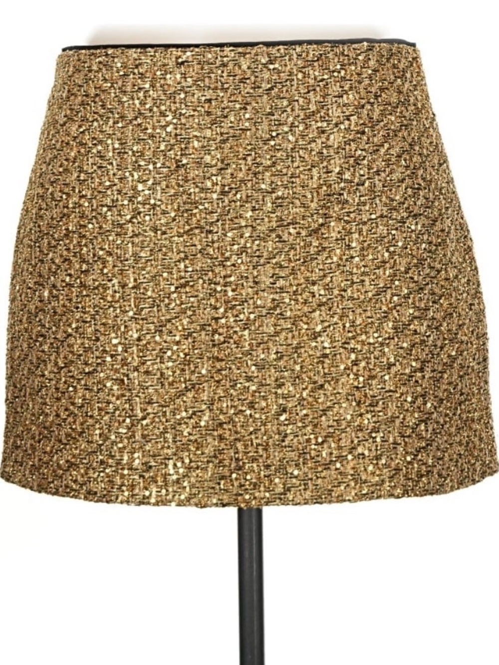 Alice + Olivia Metallic Gold Tweed Mini Skirt